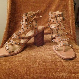 DOLCE VITA Beige Straps Leather Heels, size 7.5